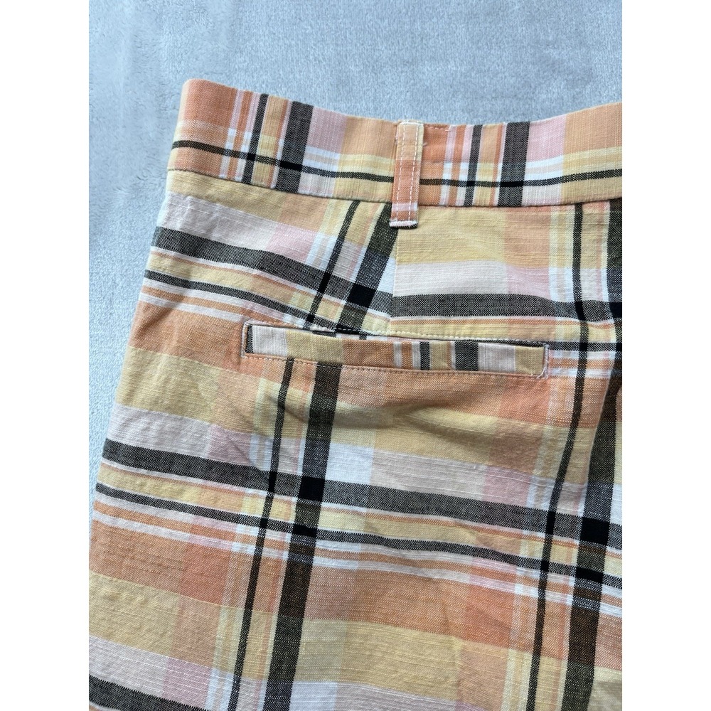 LoudMouth Golf Shorts Men 38 Orange Plaid Flat Front 10'' Inseam Breathable - Picture 12 of 16